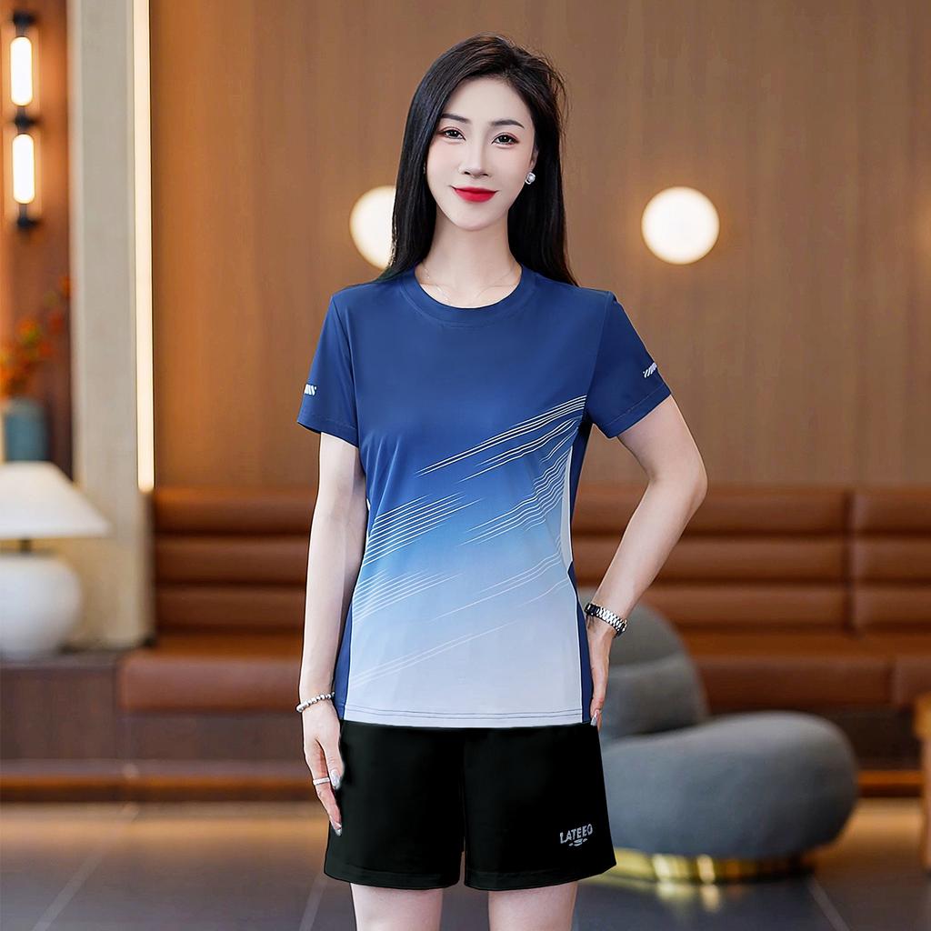 Conjunto Esportivo de Manga Curta Verão Solto Casual Conjunto de Duas Peças