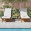 2 Piece Sun Lounger Set with Wheels Solid Acacia Wood