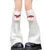 Women's Elastic Thermal Foot Covers with Furry Ball Bowknot Soft Knitted Leg Warmers Long Socks Cold Weather Accessories
