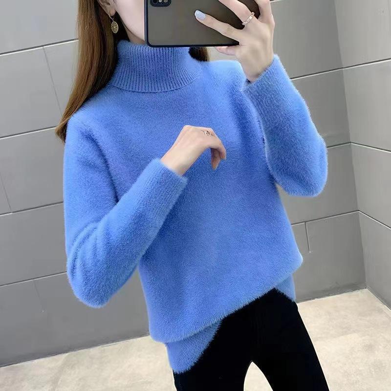 Cashmere Sweater Pullover Women Autumn and Winter Half High Collar Solid Casual Long Sleeve Knitting Bottoming Sweater Top