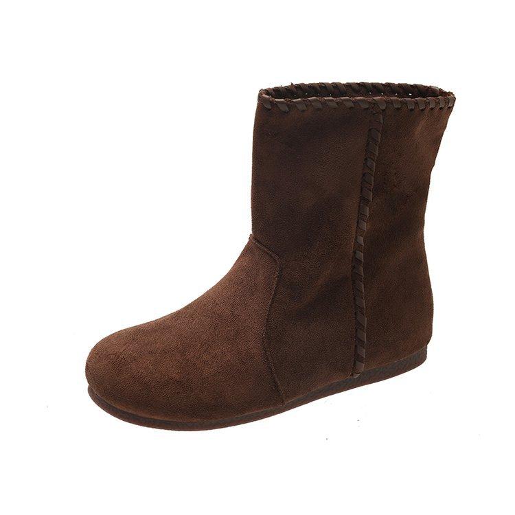 

Soft leather version~ Korean version of retro round head fashionable thin boots women s 2025 new autumn sleeve flat bottom versatile short boots 40 кофейный