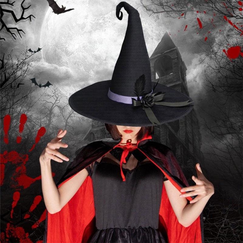 Witch Hat For Halloween Costume Party With Soft Lining Practical Nonwoven Fabric Cosplay Accessories For Kids Adults