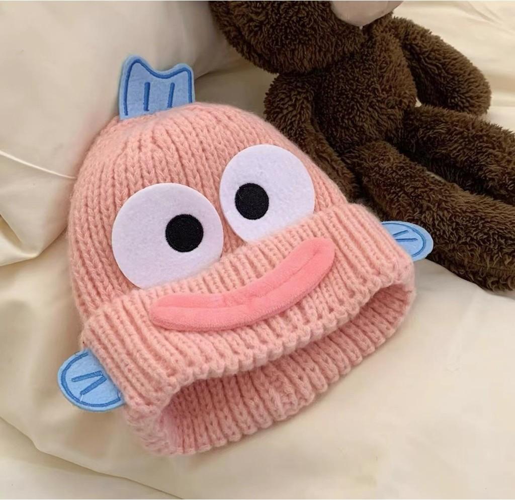 Lovely Funny Ugly Fish Hat Women Autumn Winter Thick Warm Ear Protection Knitted Wool Hat Student New Cold Hat