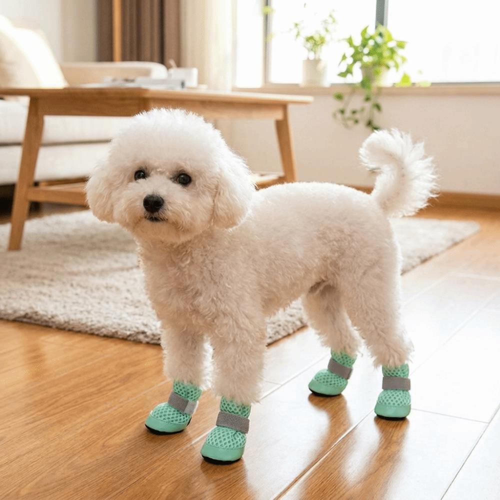 4PCS/SET Wear Resistant Dog Mesh Shoes Breathable Dog Net Shoes For Dogs Cats