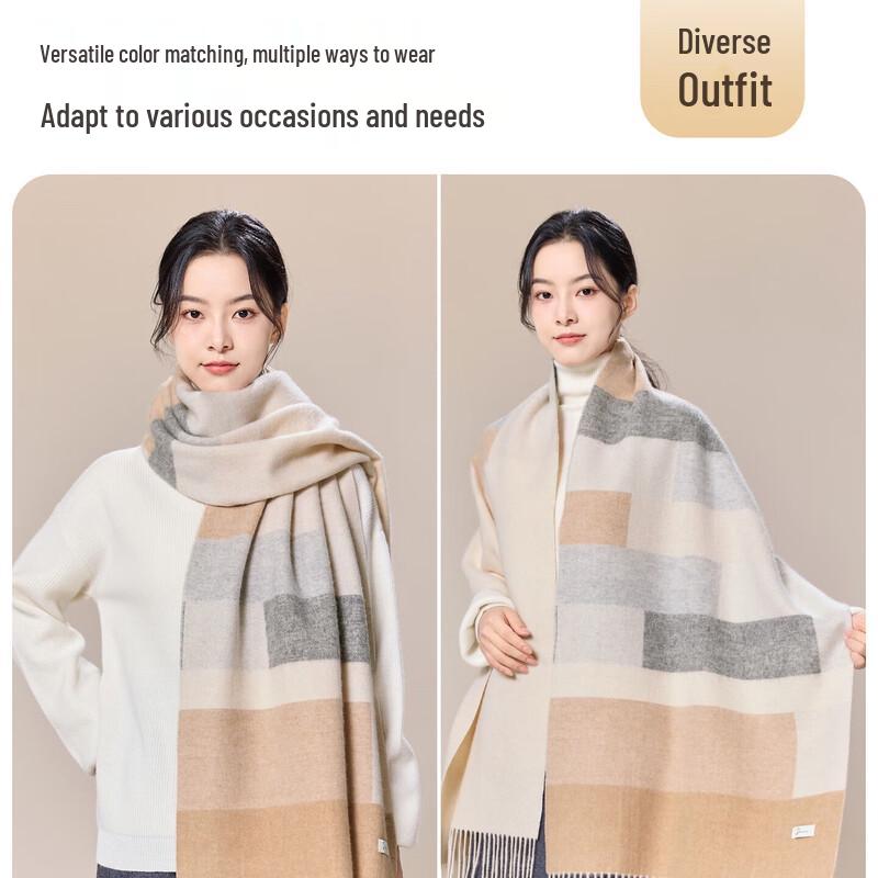 JIUMU Women's Pure Wool Warm Scarf