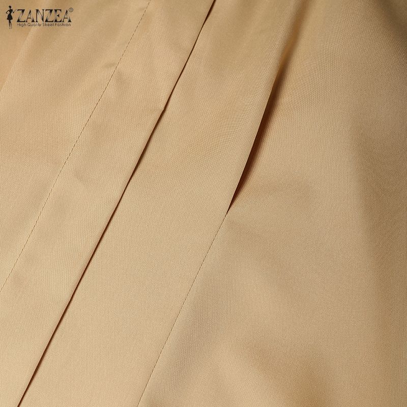 ZANZEA Lässige Bluse mit Umlegekragen und 3/4-Ärmeln für Damen in Volltonfarbe