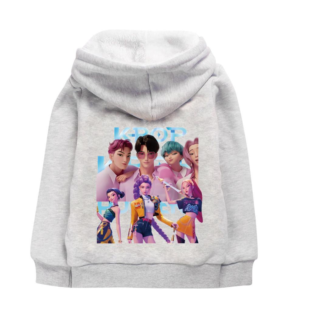 5056 Kids Girls Kpop Zoey Mira Rumi Sajaboys Print Long Sleeves Velvet Warm Thick Winter Jacket