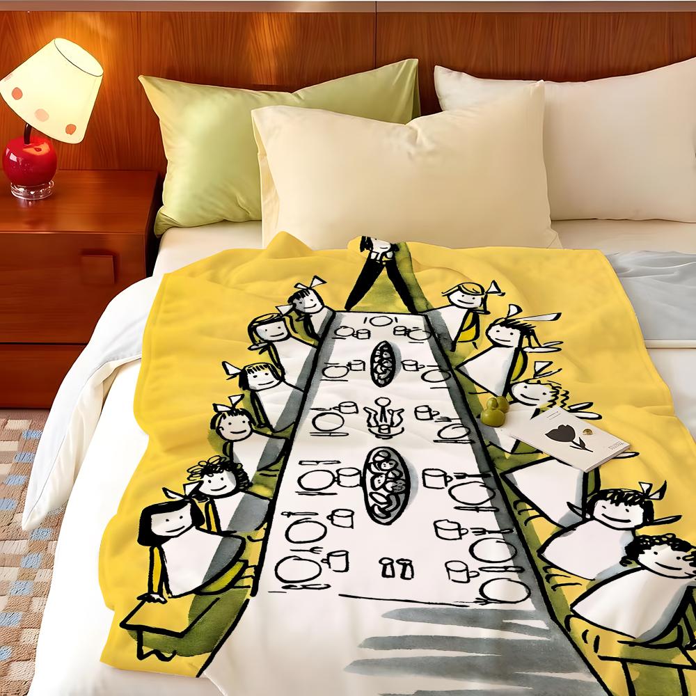 Art M-Madeline Throw Flannel Throw Blanket, Lightweight Cozy, Durable Washable Cute Cool