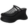Thick-bottomed bag head wedge slippers women's summer new fashion non-slip mesh yarn hollow muffin half slippers