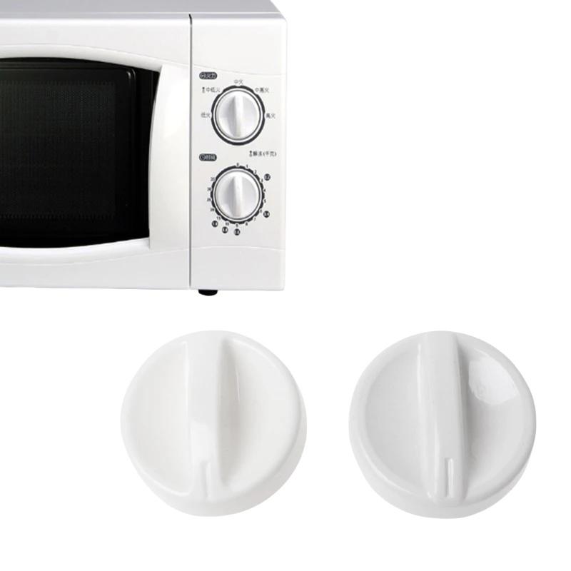 2 Stück Universal Weiß Mikrowellenherd Kunststoff Spule Drehknopf Loch D-förmig Timer Steuer Schalter Griff Langer Griff Ersatzteile