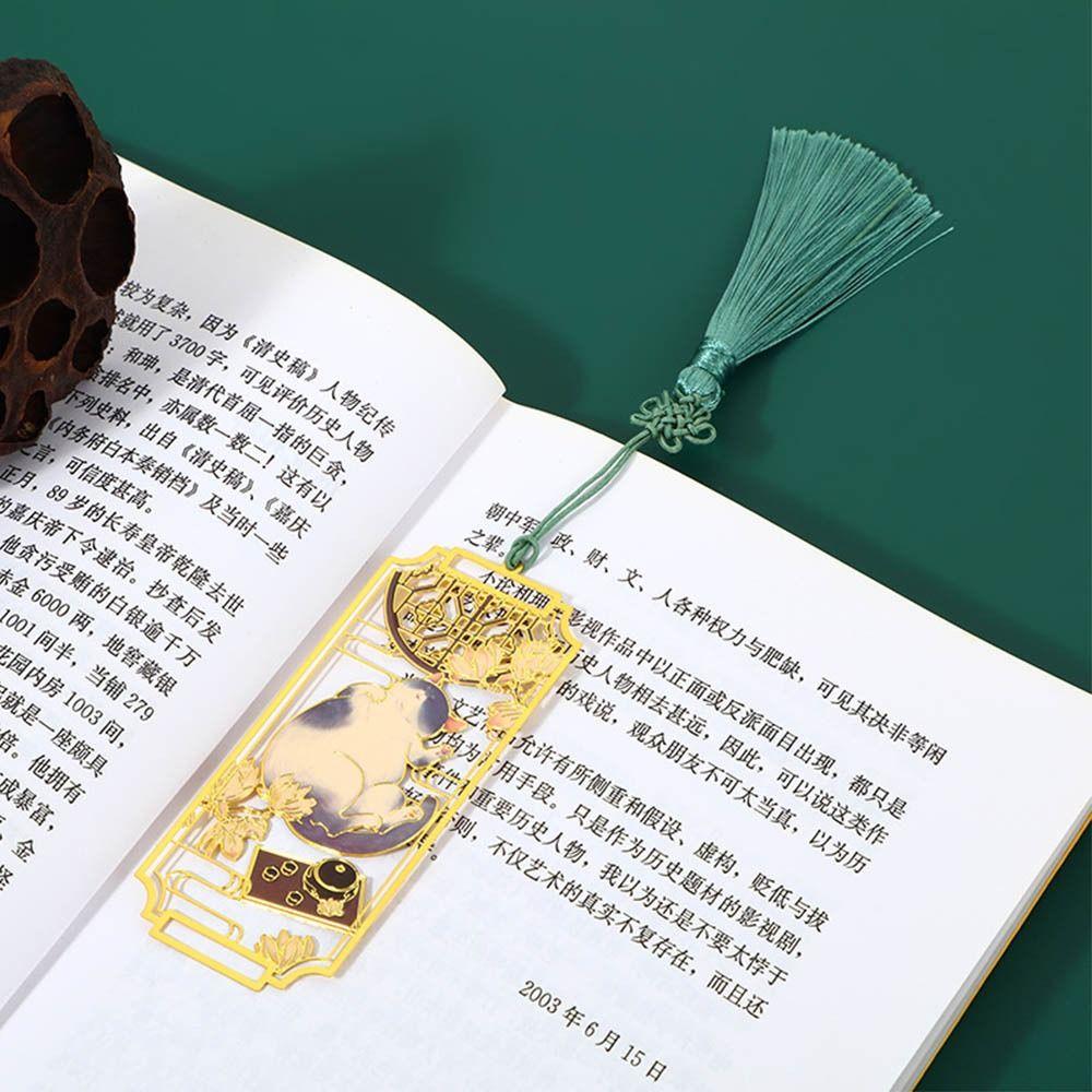 Tassel Brass Bookmark Painted Pagination Mark Retro Book Clip  School Office Supplies