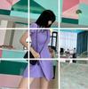 Purple French Embroidered Fashion Dress - Spring/Summer Waist-Defined Skirt for Women (Q426)