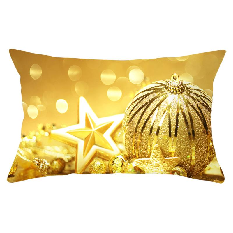 New Christmas Peach Skin Waist Pillowcase Gold Series Sofa Cushion Cover Bedside Pillow Cover