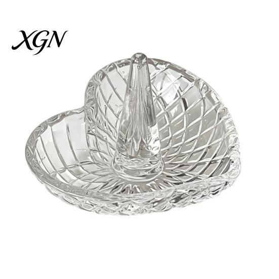 Glas-Ringschale für Hochzeitsgeschenke, Elegante Schmuckschale mit Wasserwellenmuster, Klare Dekorative Aufbewahrungskommode Schmuckschale Nachttisch und Badezimmer