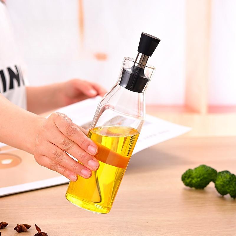 Hochwertiger, transparenter Öltopf aus Borosilikatglas für den Haushalt, geeignet für Sojasauce, Essig, Gewürze und andere Haushaltsgegenstände. Verschließbare Flasche, hitzebeständig und explosionsgeschützt.