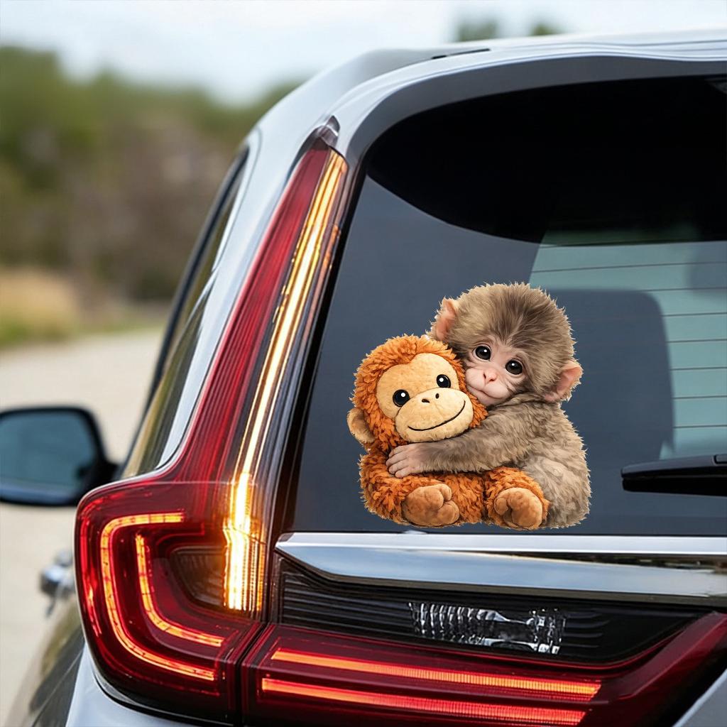 Cute Monkey Car Sticker Waterproof Vinyl Decal Scratch Cover Funny Auto Window Decor