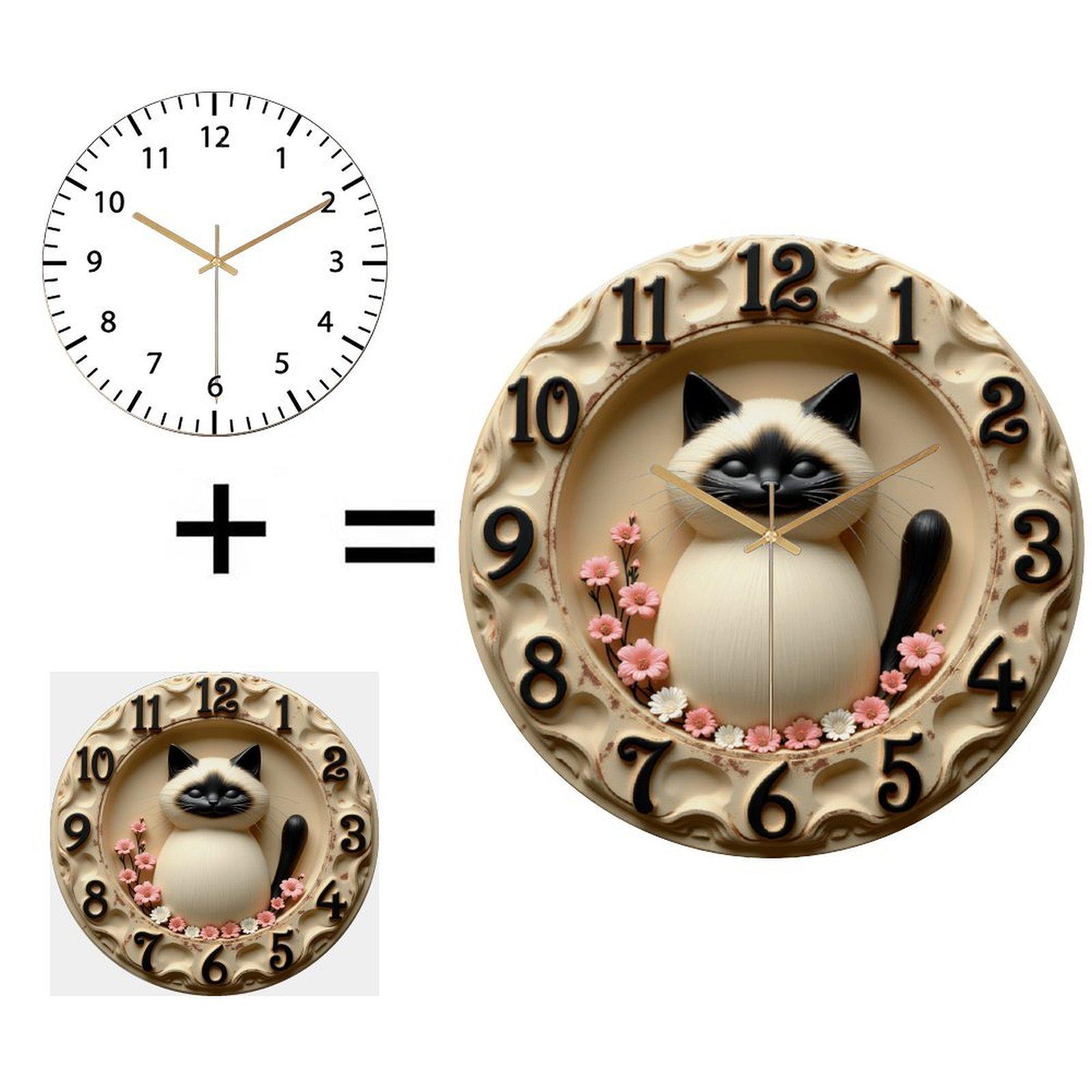 30x30cm Glass Wall Clock for a Language Learner with Custom Alphabet (White,12 in(30.48cm))
