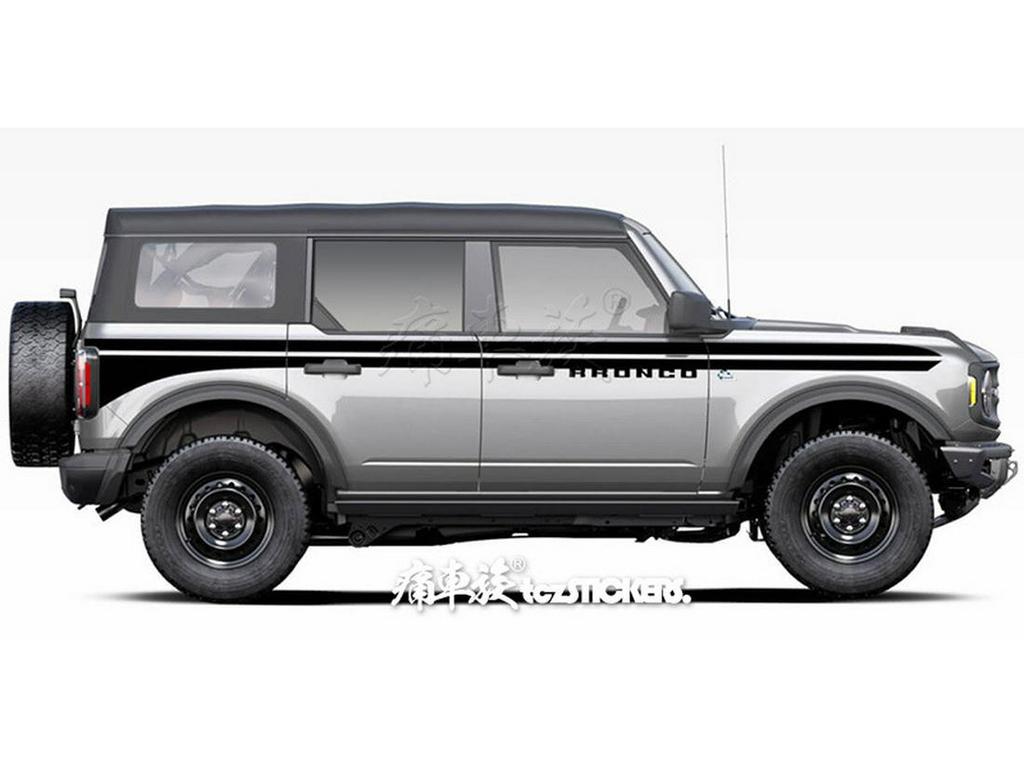Bronco Mustang Car Stickers: Pinstripes, Waistline, and Side Skirt Decorations