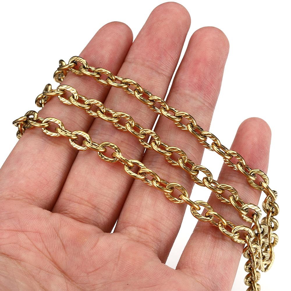 1Meter Stainless Steel Carving Rolo Cable Curb Chains for Gold Color Necklace Choker Bracelet Jewelry Making DIY Components
