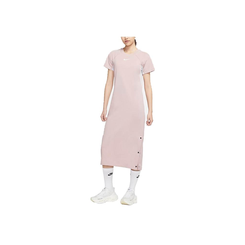 Nike Mesh Button Comfortable Sports Casual Breathable Round Neck Short Sleeve Dress Women dress Pink DM8879-222
