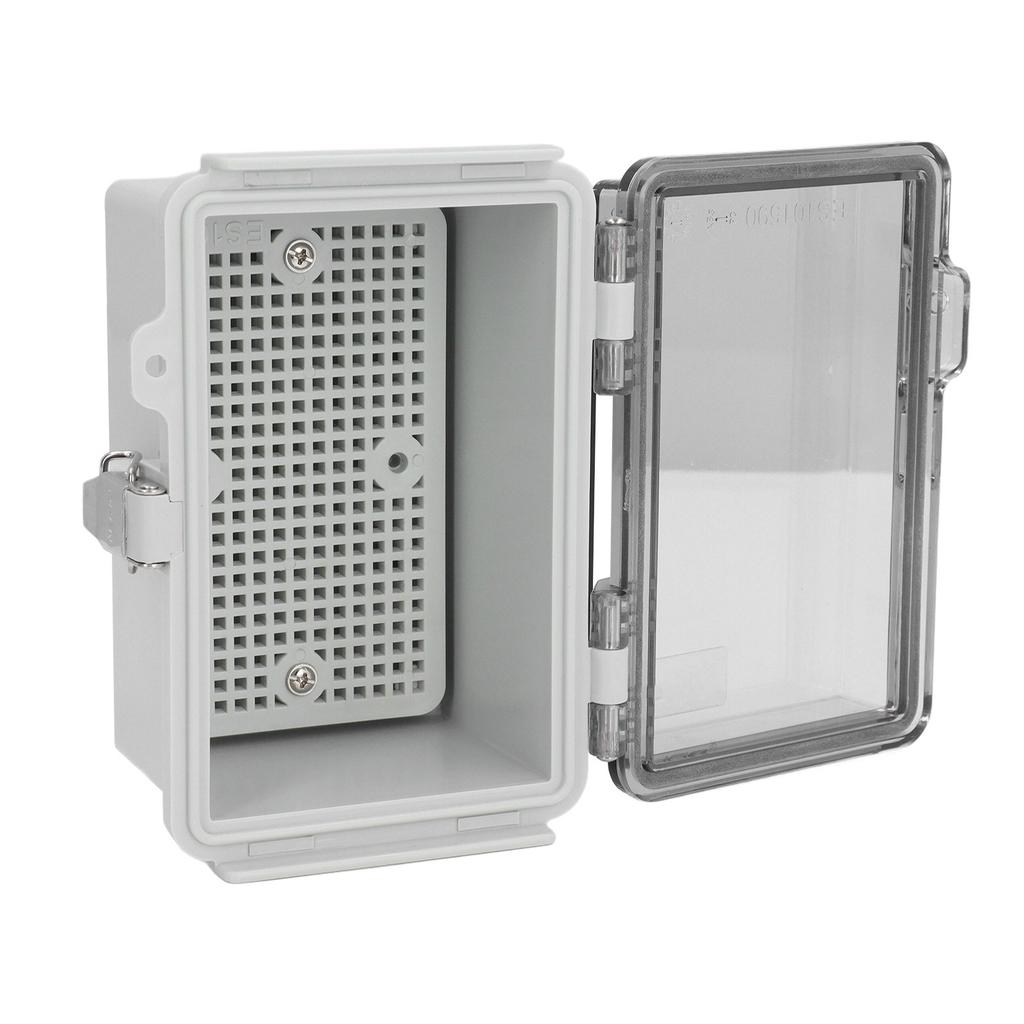 Distribution Box with Hinged Cover Mounting Plate Brackets IP67 Waterproof ABS Plastic Electrical En