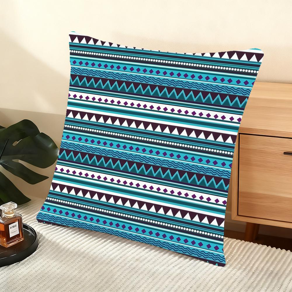 Geometric Patterns Cushion Cover Soft Short Plush Pillow Cover Smooth Cozy Texture Aesthetic Cushion Case Home Decor
