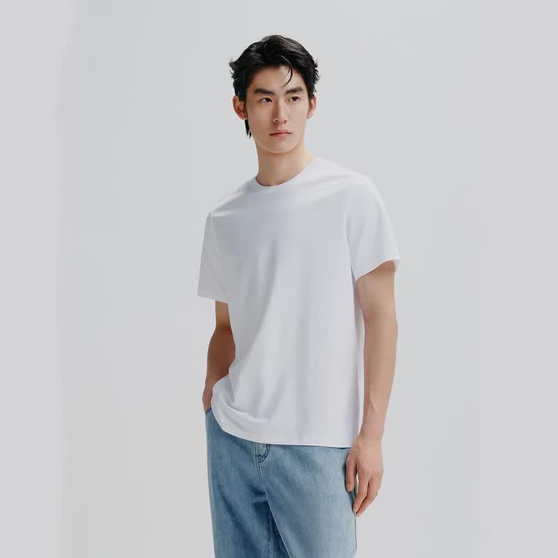 PEACEBIRD Men's Quick-Dry Solid Color Short Sleeve T-Shirt