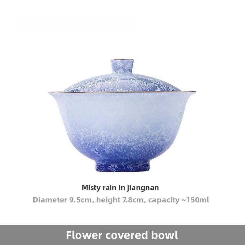 Handmade Ceramic Teacup Double Color Carved Floral Chinese Gongfu Tea Set Personal Master Cup for Tea Ceremony Festival Gift