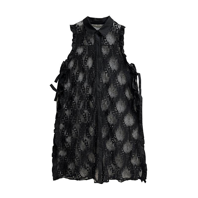 

XITAO кружевное бандажное платье без рукавов с вырезами DMJ4132 One Size чёрный