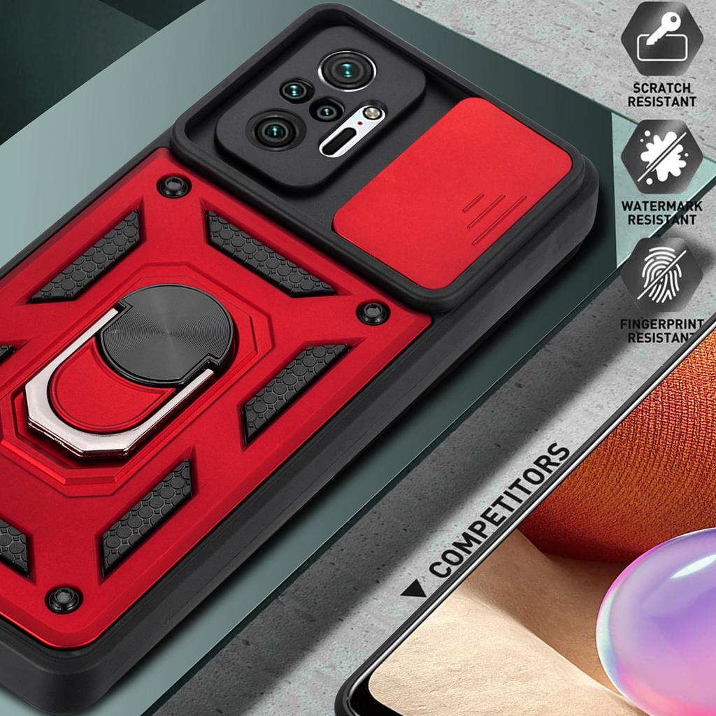 Protection Fashion Shockproof Phone Case For Xiaomi Redmi Note 10 10S Pro Max 5G Rugged Armor Car Magnetic Ring Kickstand Cover