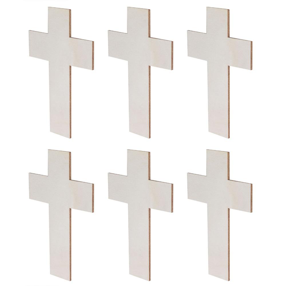 36Pcs Blank Design Lightweight Wood Cross Smooth Durable Wood Pieces Craft Ornaments Art Painting