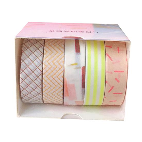 Dekoratiivne 5 rulli kleebis Kena välimusega Washi Macaron kätekonto kleebisteip tüdrukutele