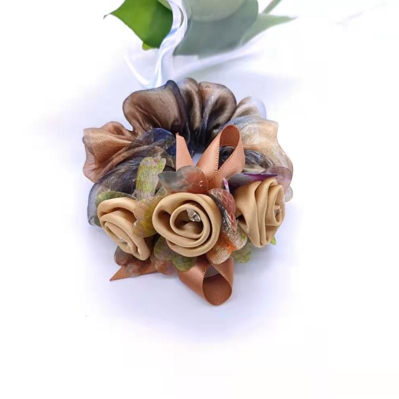 Haargummis und Haarbänder Blume Scrunchie Elastisches Gummiband Hochsteckfrisur Dutt Kopfschmuck Haar Accessoires elegantes Haarseil