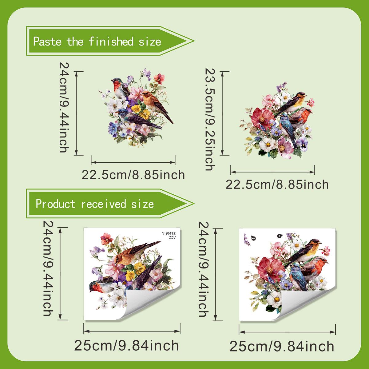 Watercolor Retro Floral and Bird Toilet Paper Cover for Bathroom Toilet Seat Decorative Sticker ACC33496