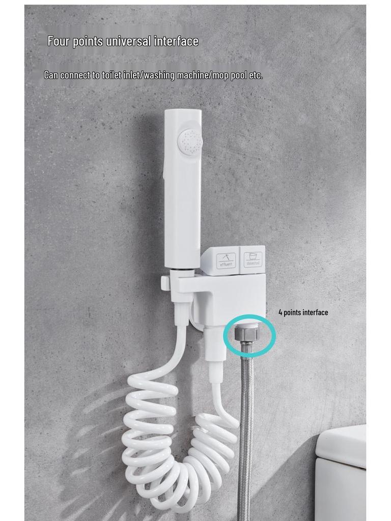 White Bathroom Bidet Toilet Spray Gun Set with Faucet Washer