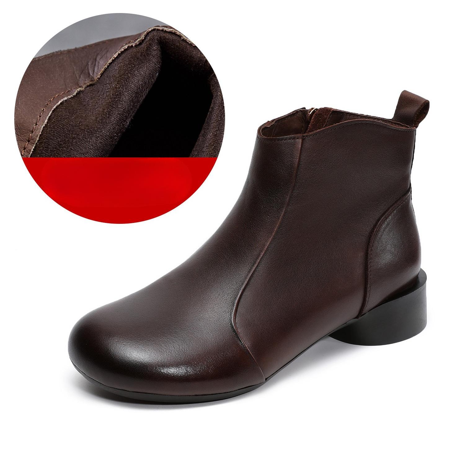 

Loafers - Retro Short Boots - Women s New Style Shoes - Single Boot - Versatile Fashion Boots 40 кавовий