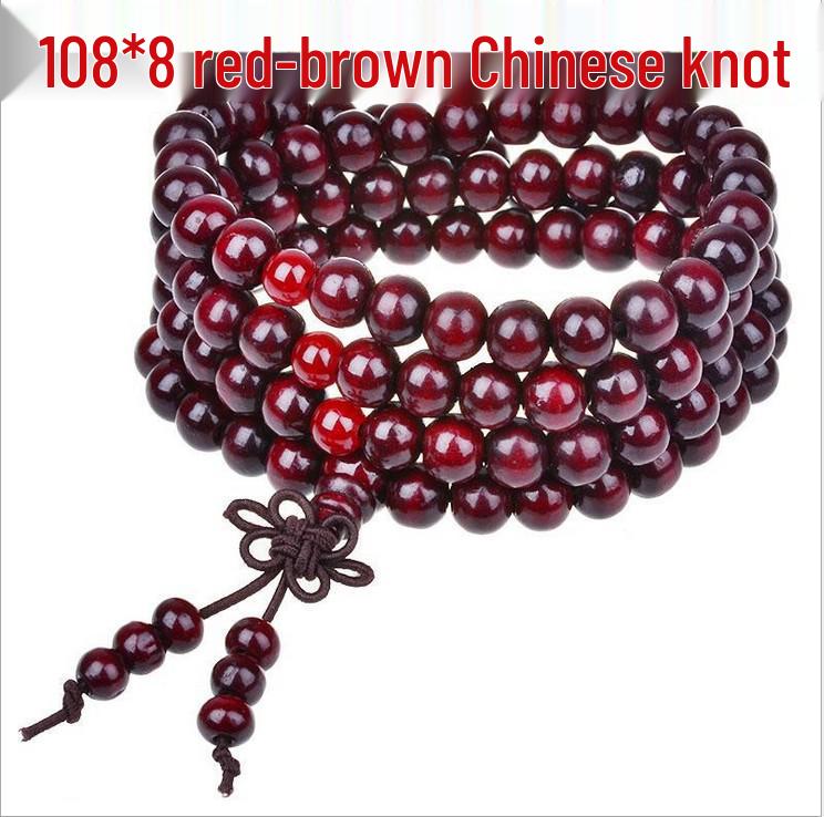 108 Sandalwood Buddhist Beads Bracelet - Fashionable Three-Round Design for Women