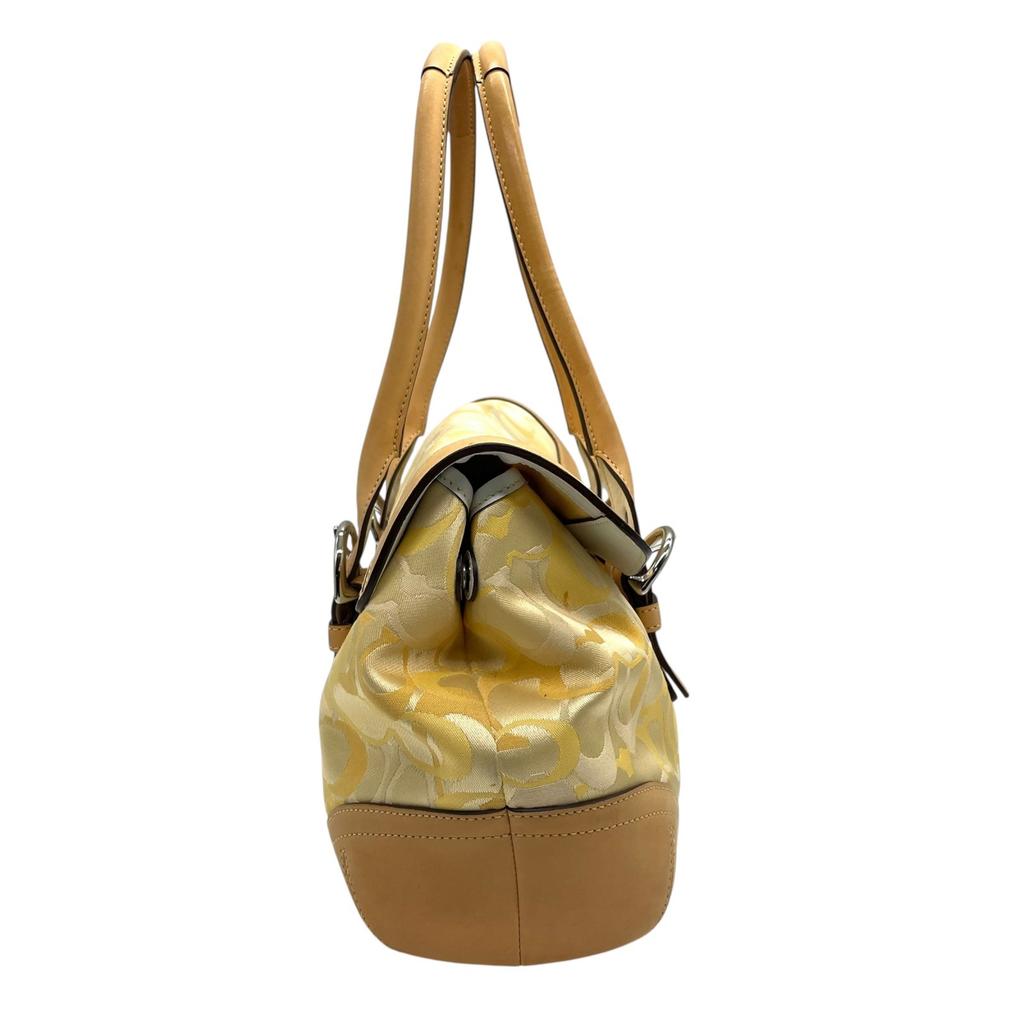 Used COACHHandbag yellow/Brown canvas/leather Women