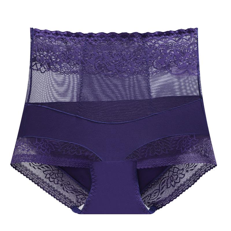 Blondeundertøy Dame Høy midje Truser Mage Antibakteriell skritt Sexy Pustende Utsparing Stor størrelse Rumpe Løft Dame Trekanttruser