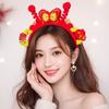 Headwear New Year Hair Hoop Embroidered Bow Ancient Style Hairband Cute Red Plush Headband  Gift
