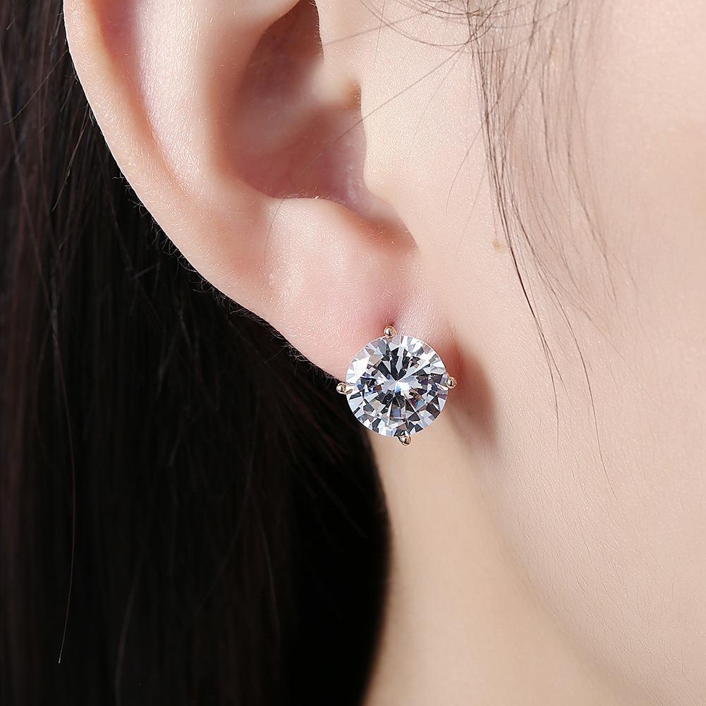 925 Sterling Silver 18K Gold Big Zircon Earclip Earrings for Women Fashion Charm Jewelry