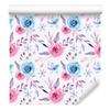 Watercolor Flowers Wallpaper, White and Powder Pink, for Living Room and Bedroom, 50x1000