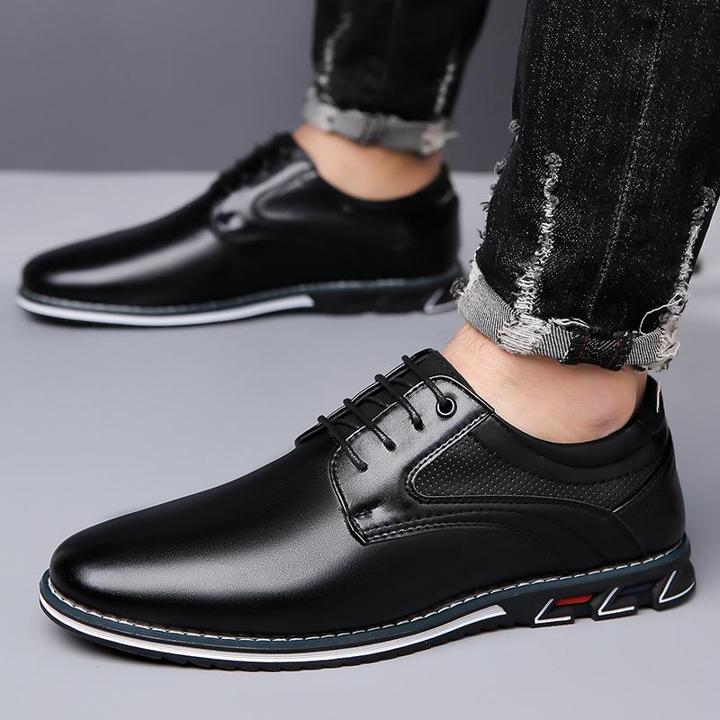 New Men'S Pu Leather Derby Shoes Big Size 38-53 Comfortable Breathable Lace Up Formal Casual Business Shoes Non-Slip Sneakers