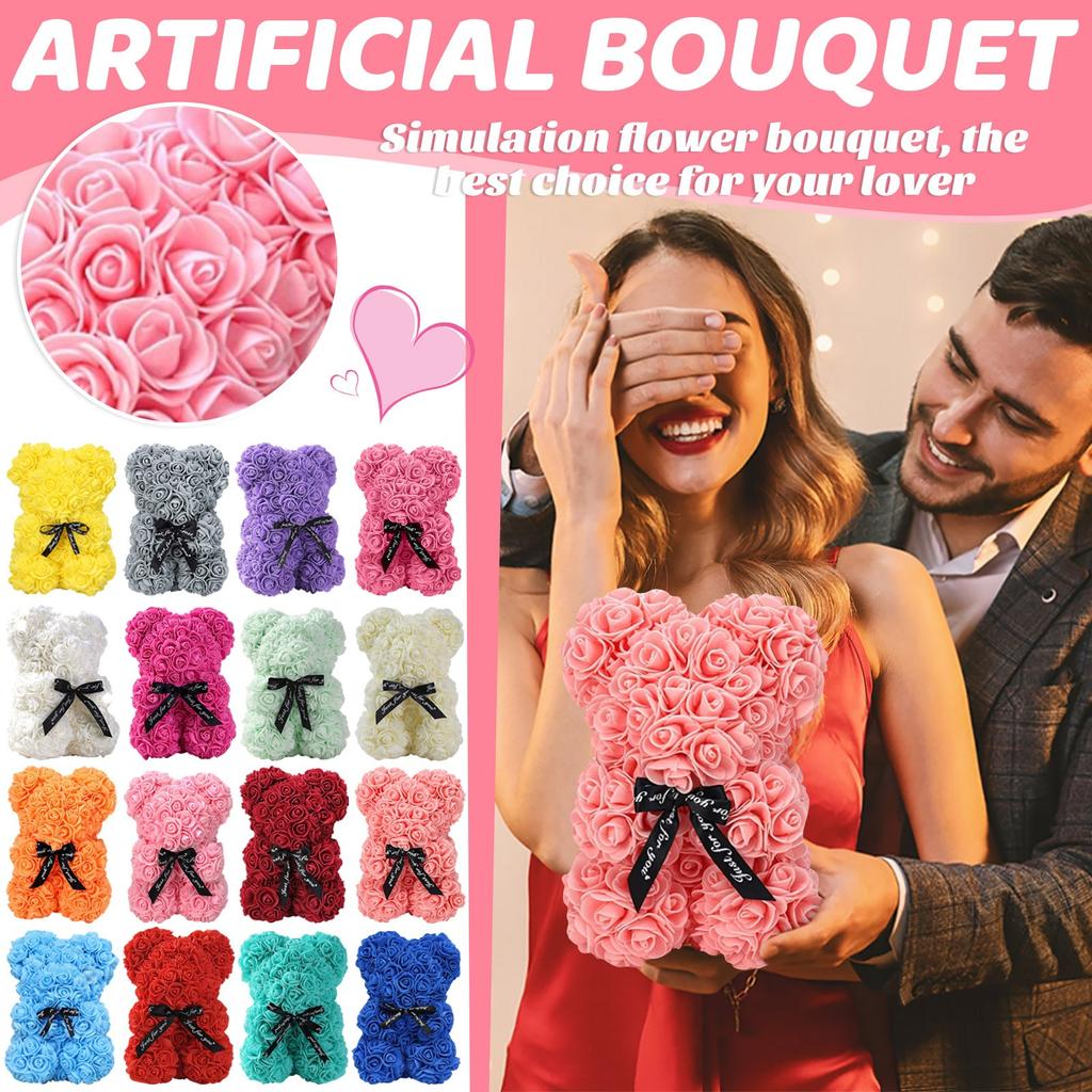 Preserved Flower Rose Bear Valentine's Day Mother's Day Gift Foam Flower Bear