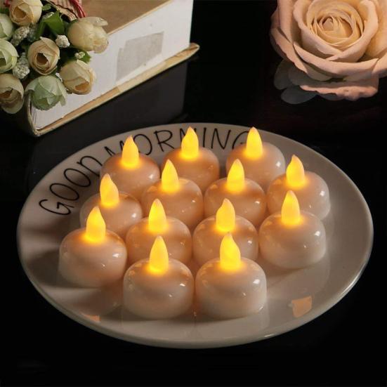 12Pcs/Set Flameless Candle Operated Multi-color Smokeless Floating Battery Tea Light Candle for Home