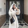 Mink fur imitation fur fur jacket extended faux fur coat hooded belt plush clothes