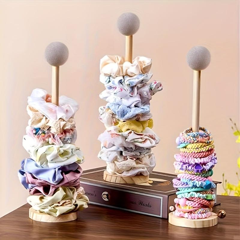 Solid Wood Hair Tie & Accessory Organizer - Stylish Display Stand Suitable for Hair Accessories and Headbands Countertop Storage