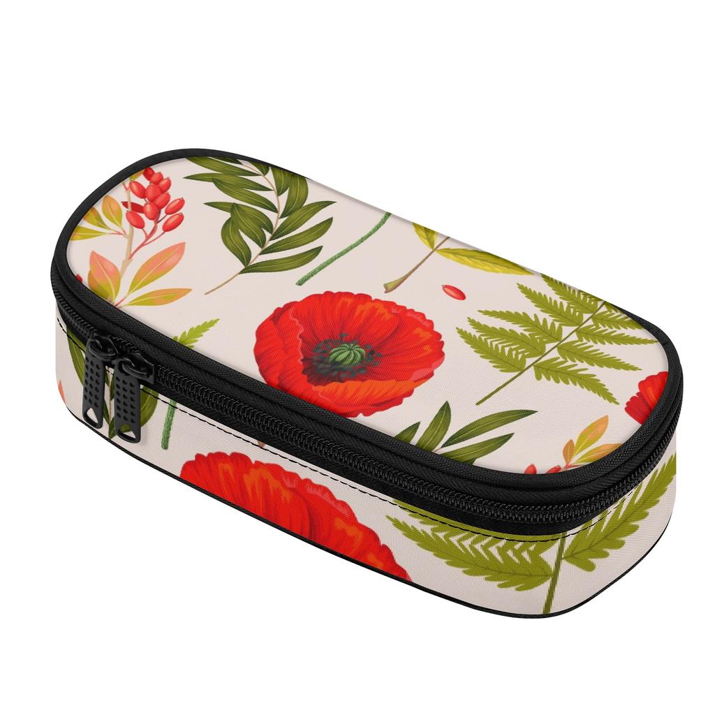 Pencil Case Printed Wear Resistant Polyester Zipper Closure with Main Compartment Mesh Pocket and Pen Slots for Daily School Use