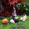 Witch Halloween Pumpkin Resin Yard Decoration With Micro Landscape Scene Gift