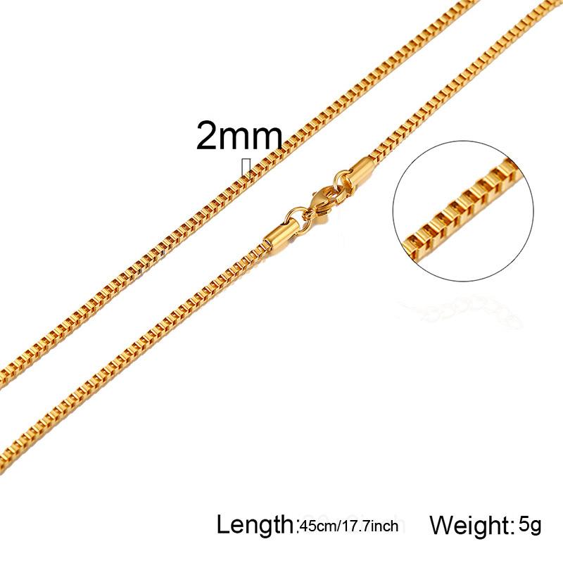 1/2/3mm Box Chain Necklaces for Men Women,Delicate Square Stainless Steel Chains Links Collars,Jewelry Gift 18To24 Inch